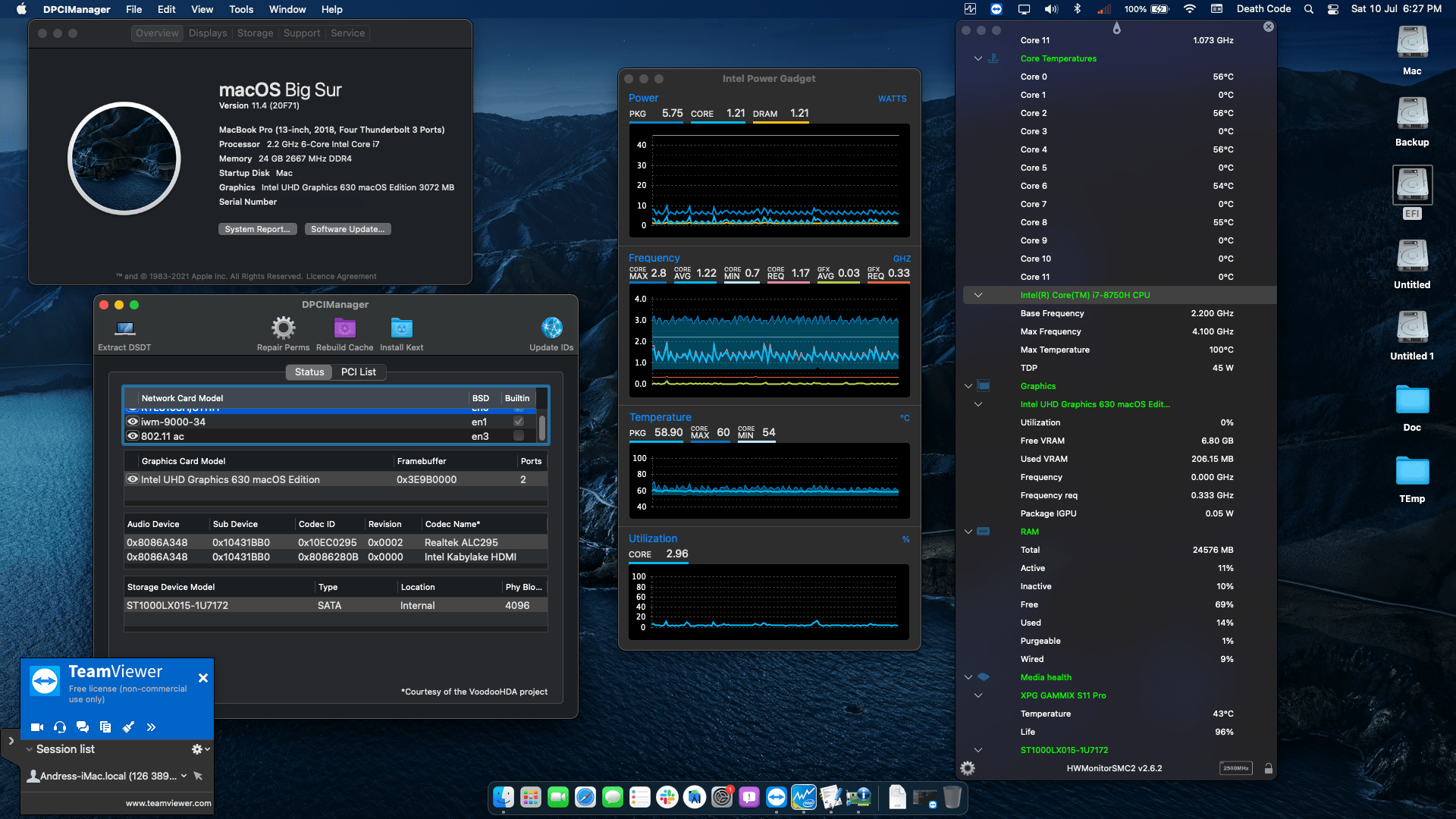 Success Hackintosh macOS Big Sur 11.4 Build 20F71 in Asus ROG GL503GE-EN041T